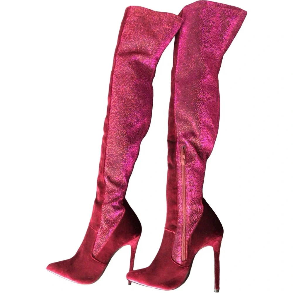 Shoe Republic LA Shimmering Fuchsia Over-the-Knee Boots